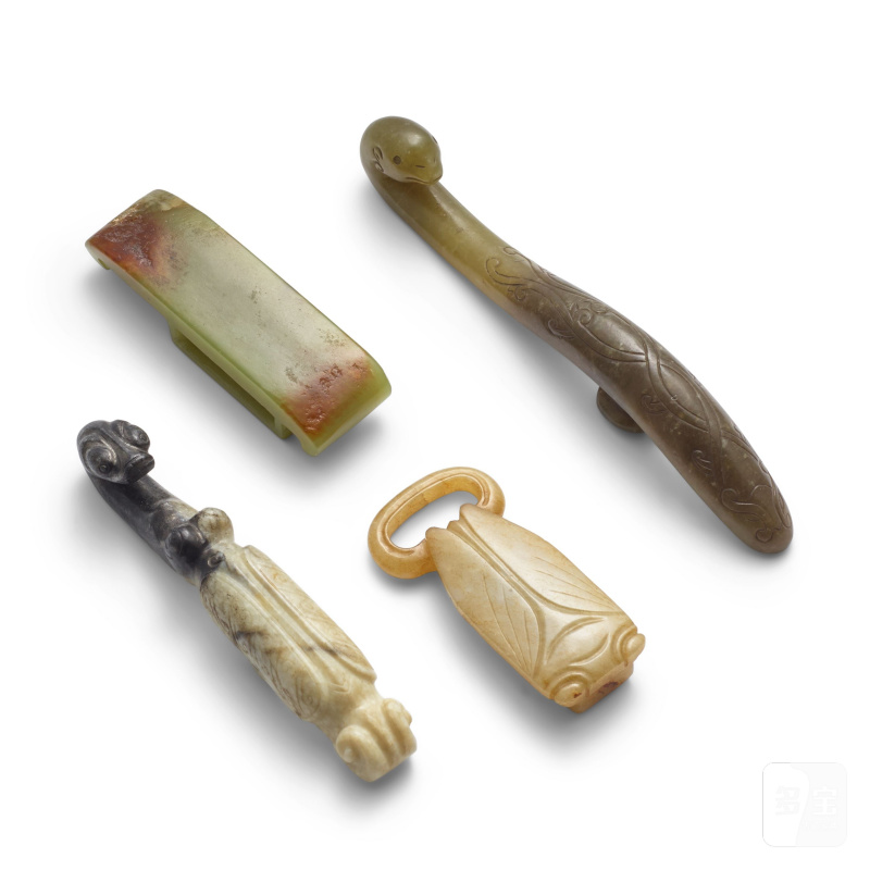 清中晚早期 玉雕配飾四件 | A GROUP OF FOUR JADE CARVNGS